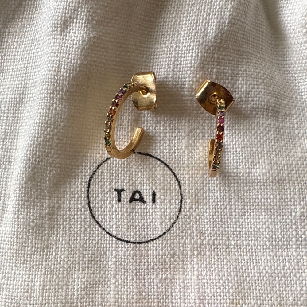 Tai Gold Hoop Earrings with Colorful Stones
